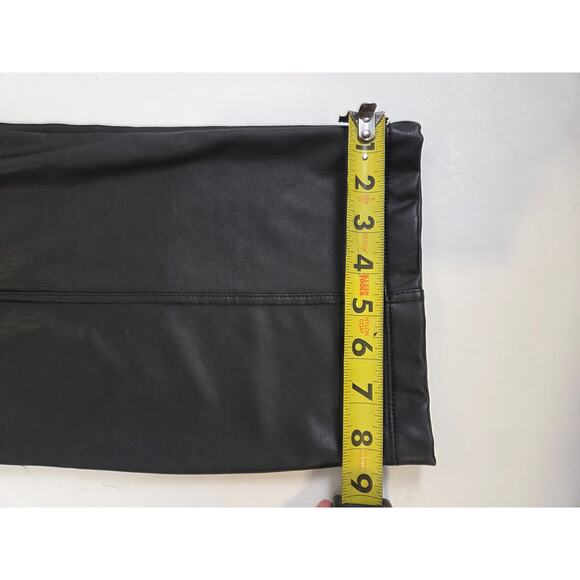 Joie Womens Faux Leather High Rise Tie Waist Cropped Pants Tummy Control Black M - Picture 6 of 8